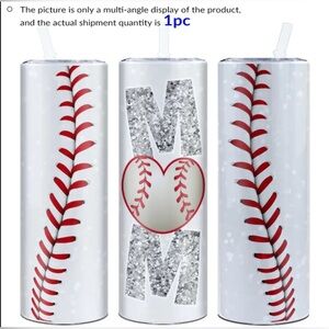 Baseball Mom Themed NEW Tumbler with Straw 20oz